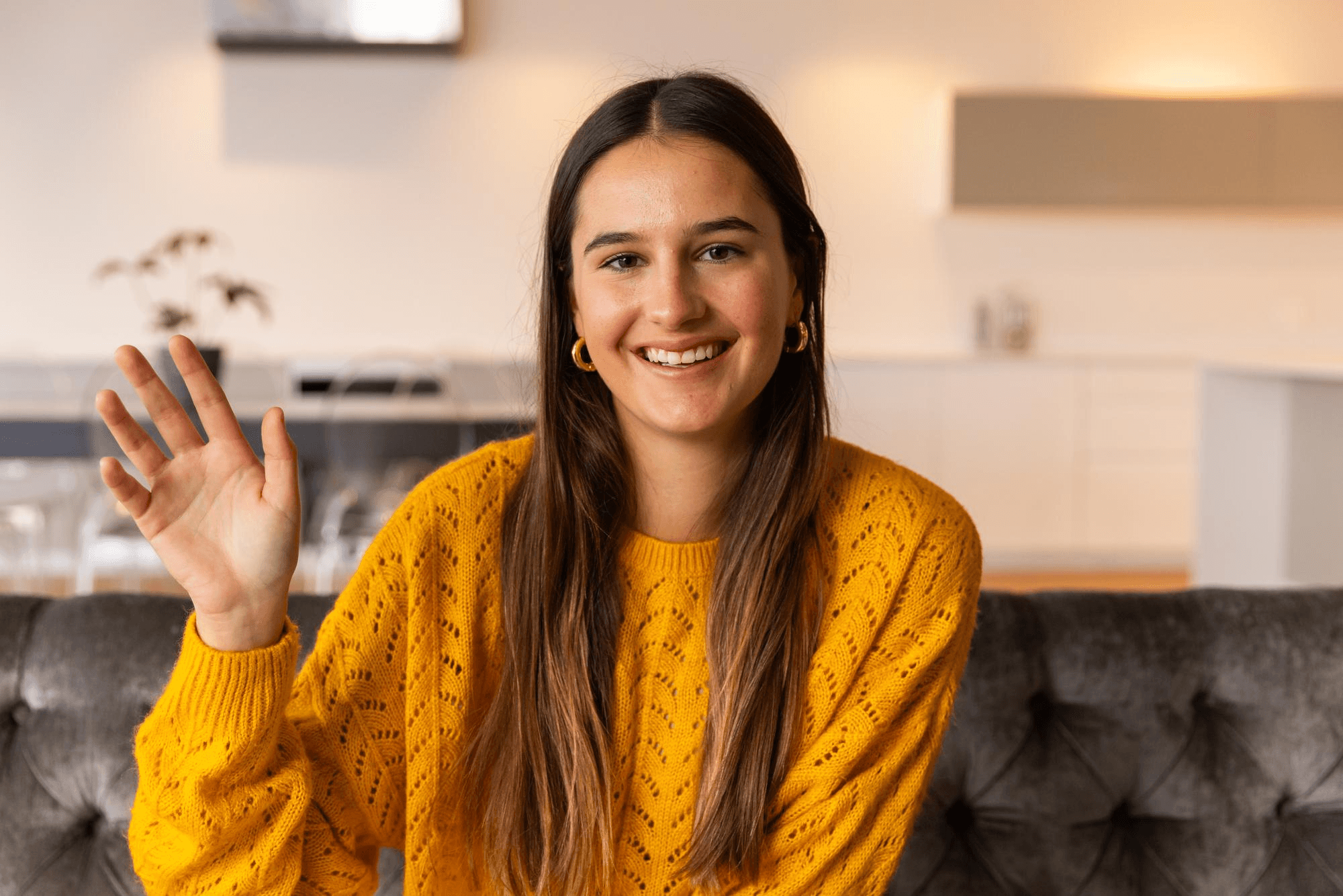 Live webinar host presenting on camera