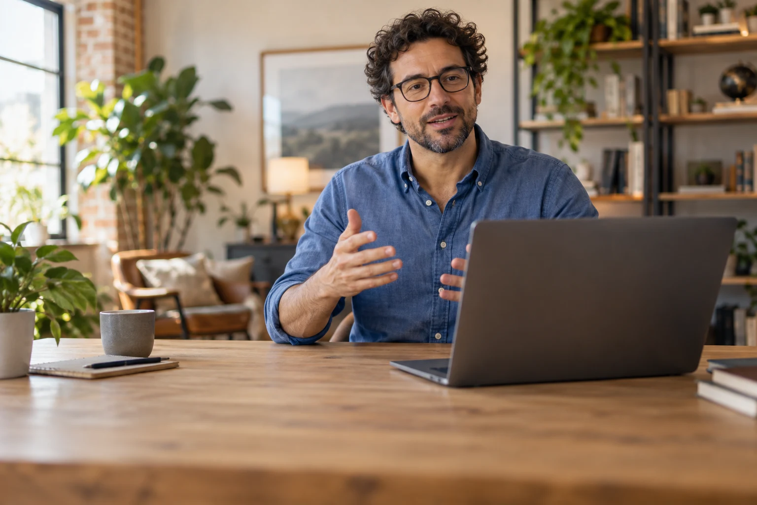 Course instructor recording a webinar at his desk