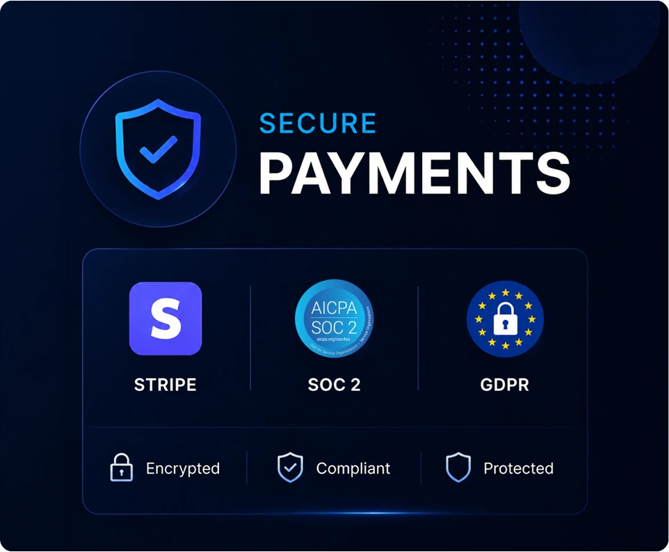 Secure payment options — Stripe, SOC 2, GDPR