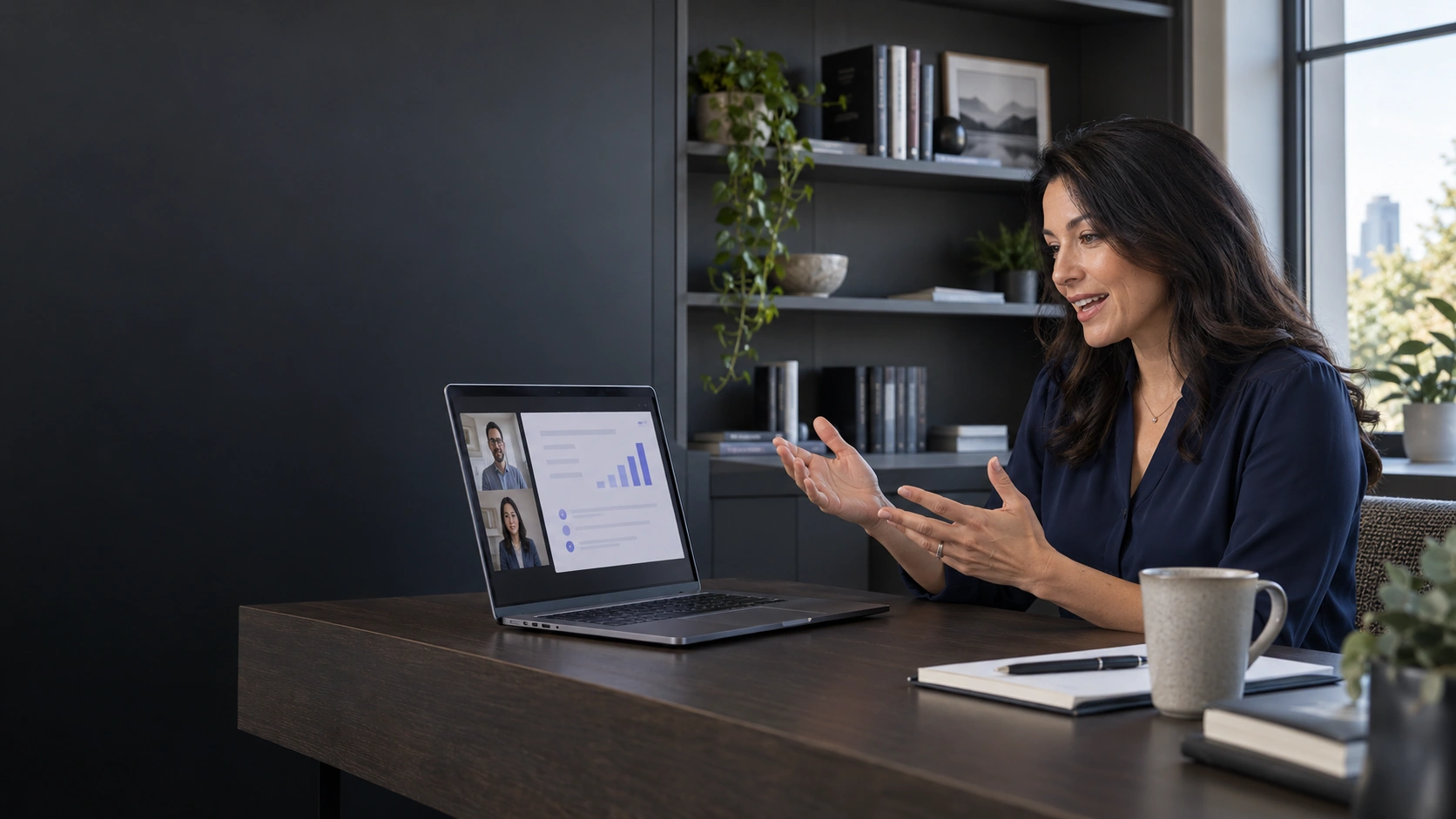 Customer education professional explaining a workflow on a video call