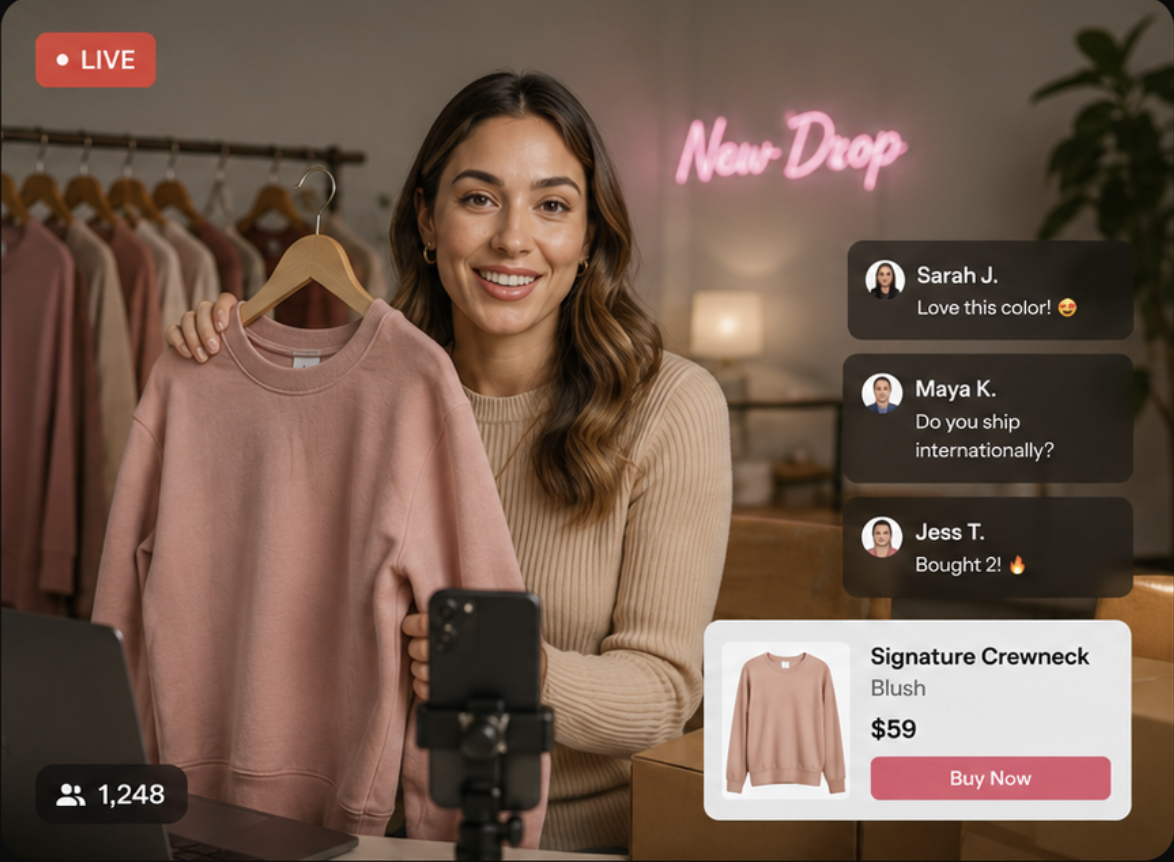 Apparel and beauty DTC founder-led launch broadcast in EasyWebinar