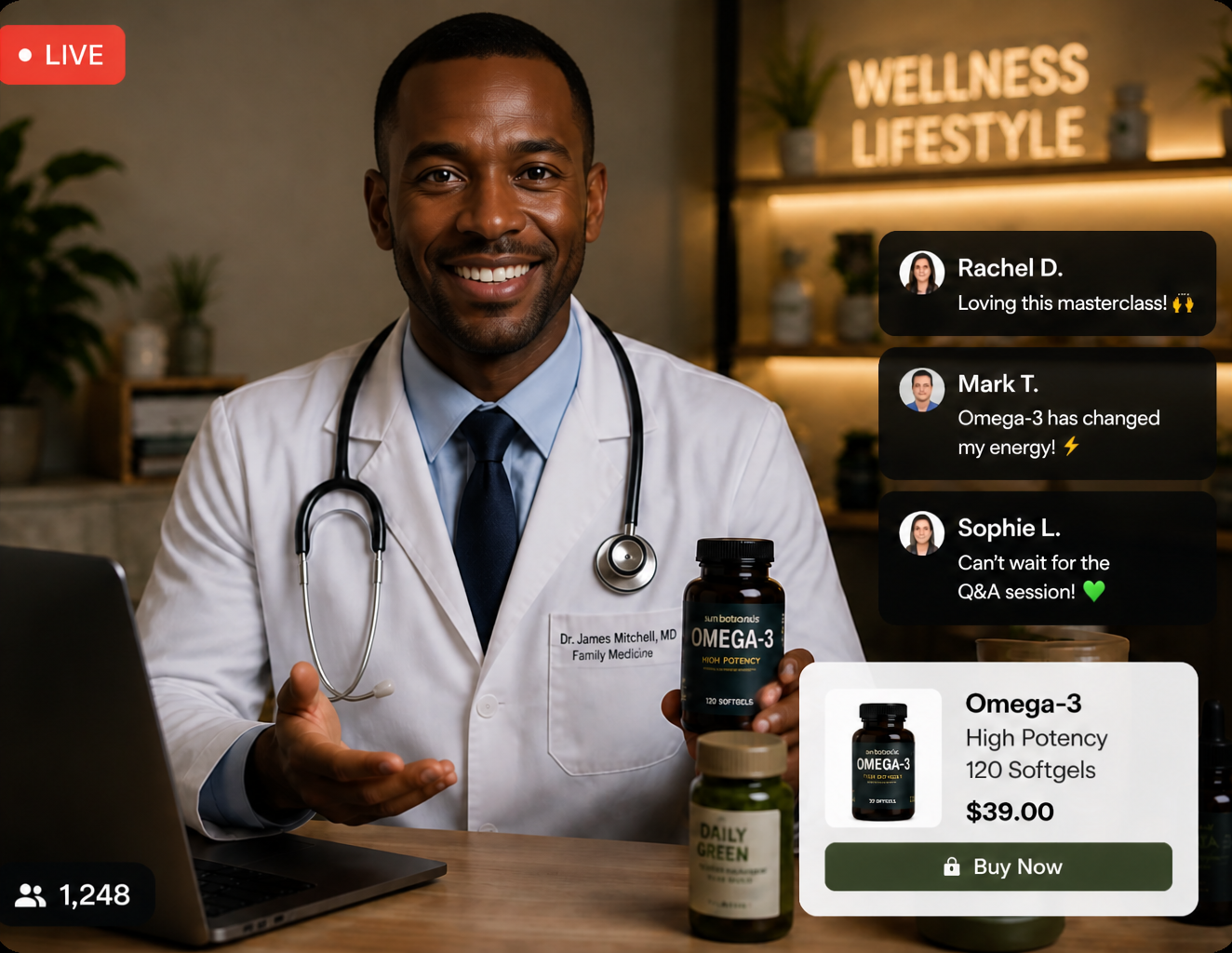 Supplements and wellness paid masterclass checkout in EasyWebinar